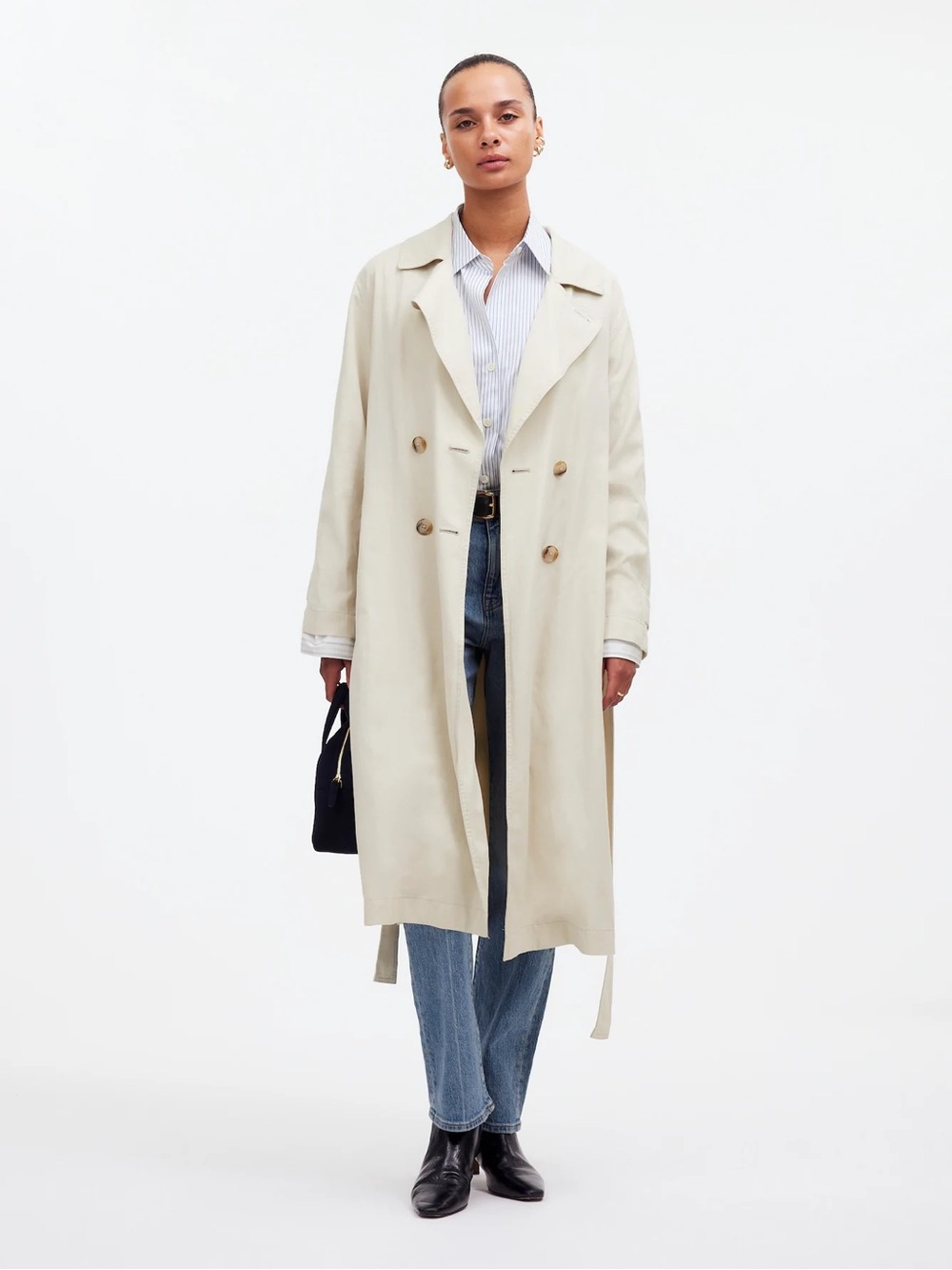 Madewell Cream Belted Trench Coat